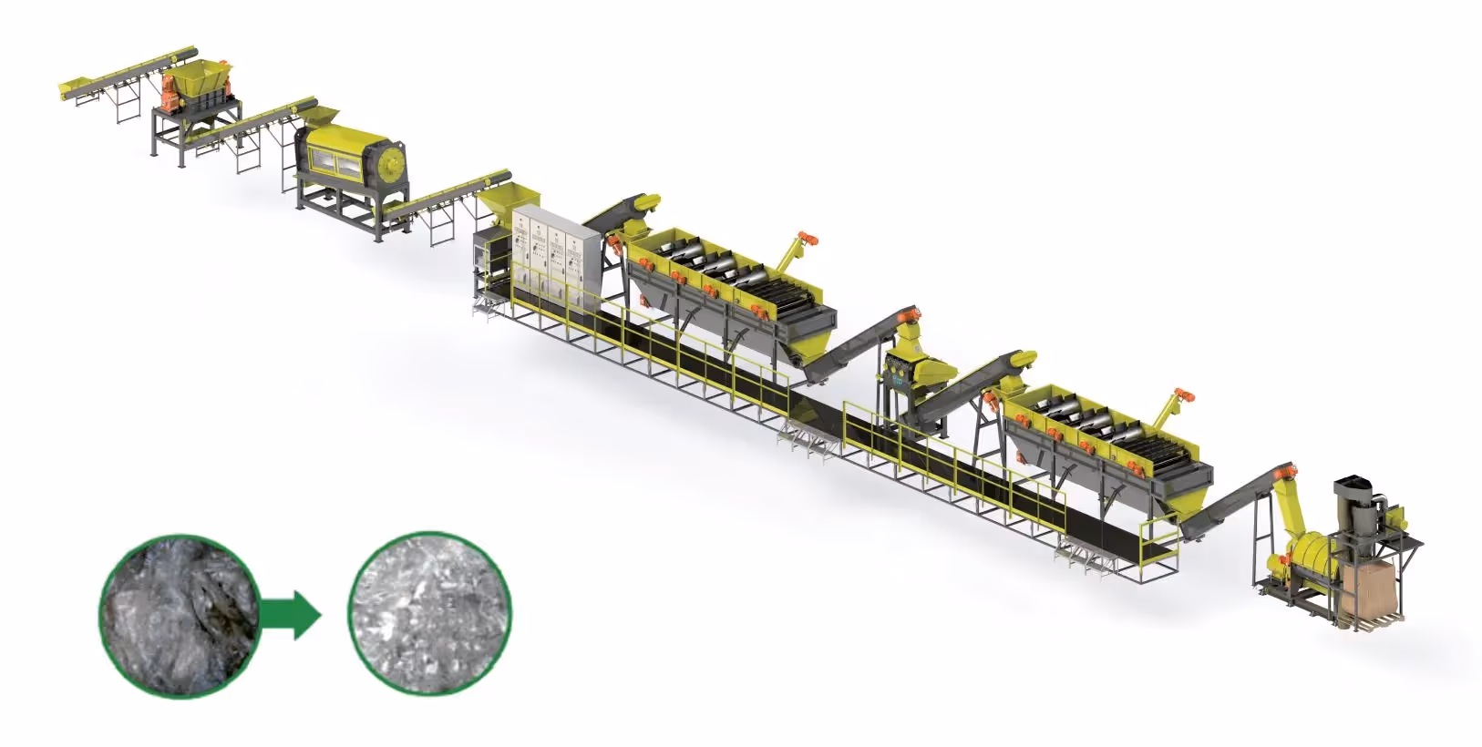 A close-up pile of multi-colored, rigid polypropylene (PP) plastic regrind, granulated for recycling.